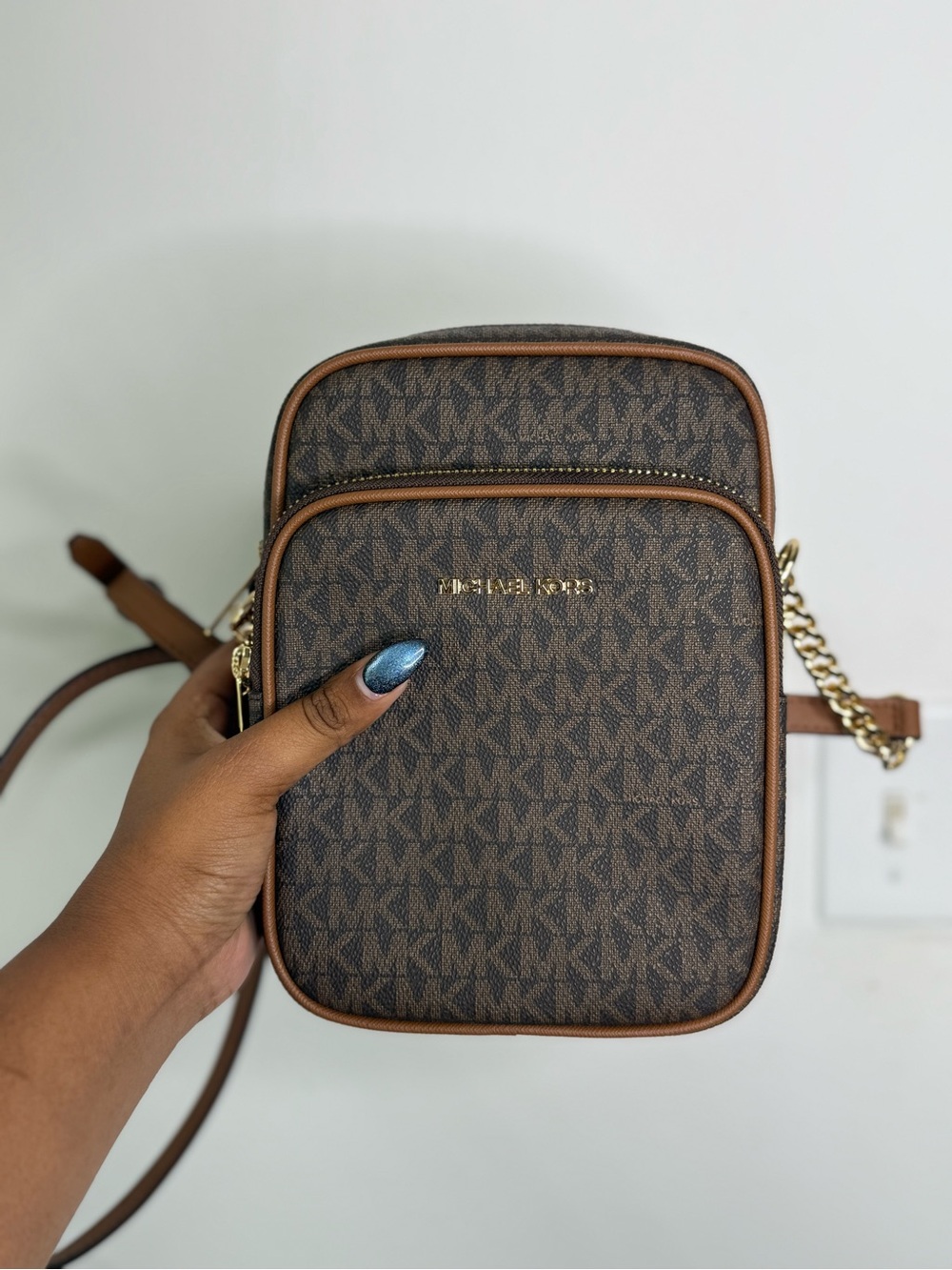 Michael Kors Brown MK Signature Belt Bag with Gold Hardware